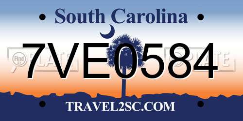 7VE0584 South Carolina License Plate
