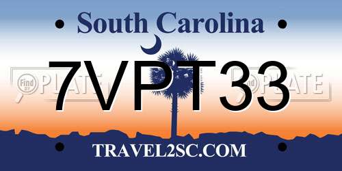 7VPT33 South Carolina License Plate