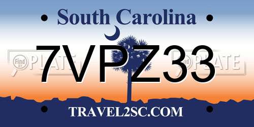 7VPZ33 South Carolina License Plate