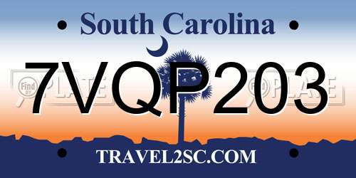 7VQP203 South Carolina License Plate