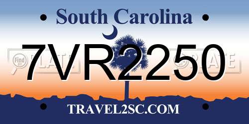 7VR2250 South Carolina License Plate