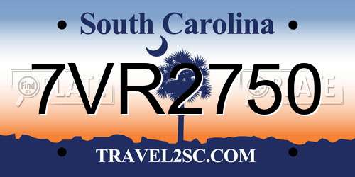 7VR2750 South Carolina License Plate