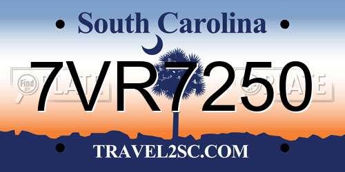 7VR7250 South Carolina License Plate