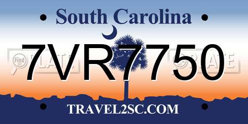7VR7750 South Carolina License Plate