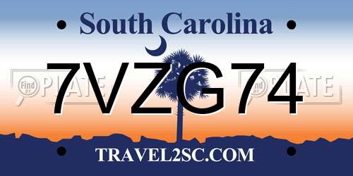 7VZG74 South Carolina License Plate
