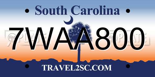 7WAA800 South Carolina License Plate