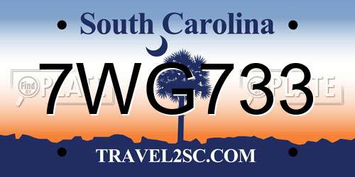 7WG733 South Carolina License Plate