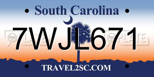 7WJL671 South Carolina License Plate