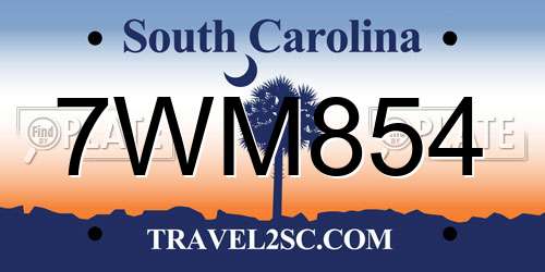 7WM854 South Carolina License Plate