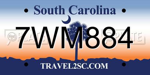 7WM884 South Carolina License Plate