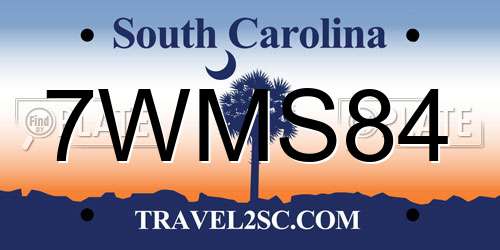7WMS84 South Carolina License Plate