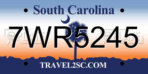 7WR5245 South Carolina License Plate