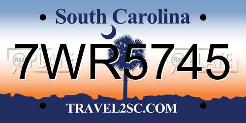 7WR5745 South Carolina License Plate