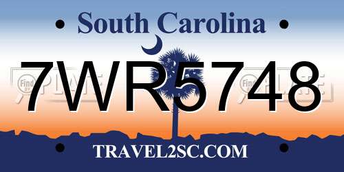 7WR5748 South Carolina License Plate