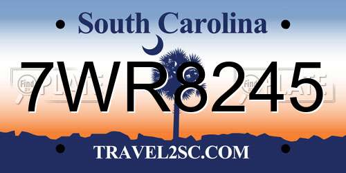 7WR8245 South Carolina License Plate