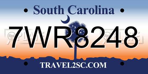 7WR8248 South Carolina License Plate