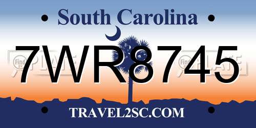 7WR8745 South Carolina License Plate