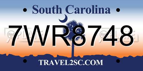 7WR8748 South Carolina License Plate