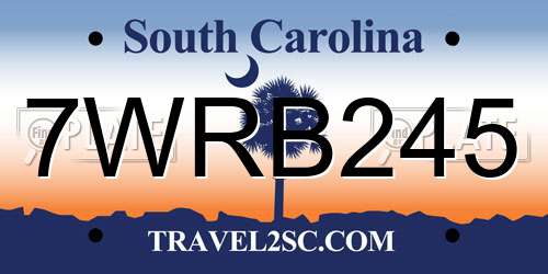 7WRB245 South Carolina License Plate