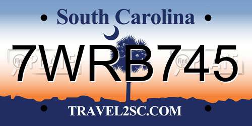 7WRB745 South Carolina License Plate
