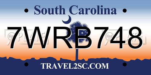 7WRB748 South Carolina License Plate