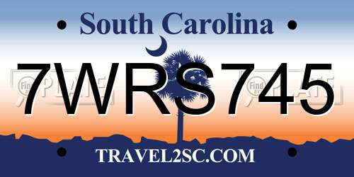 7WRS745 South Carolina License Plate