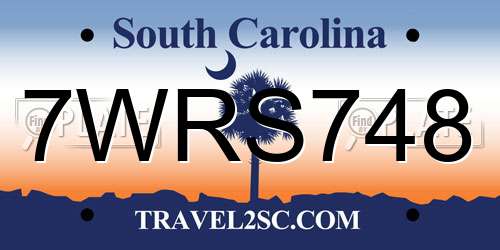 7WRS748 South Carolina License Plate