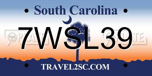 7WSL39 South Carolina License Plate