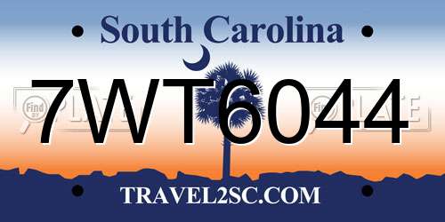 7WT6044 South Carolina License Plate