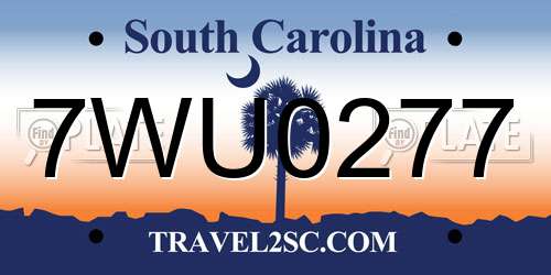 7WU0277 South Carolina License Plate