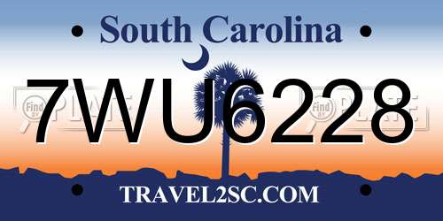 7WU6228 South Carolina License Plate