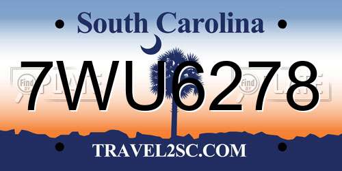 7WU6278 South Carolina License Plate