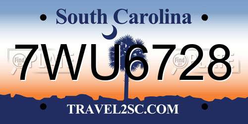 7WU6728 South Carolina License Plate