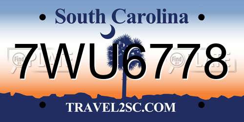 7WU6778 South Carolina License Plate