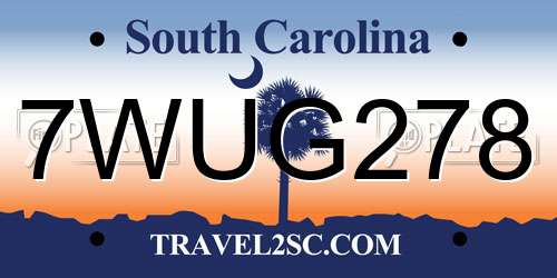 7WUG278 South Carolina License Plate