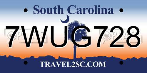 7WUG728 South Carolina License Plate