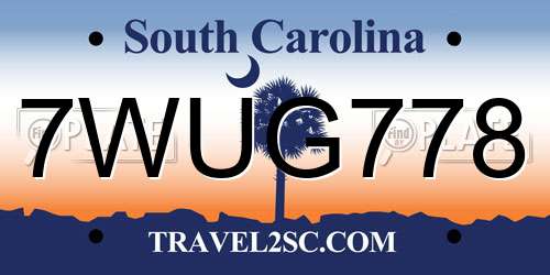 7WUG778 South Carolina License Plate