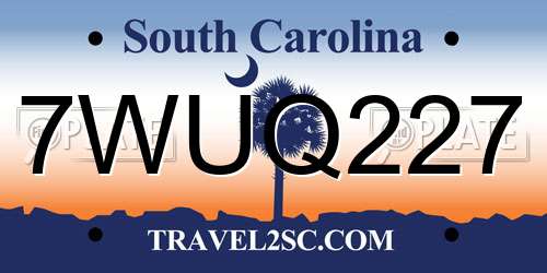 7WUQ227 South Carolina License Plate