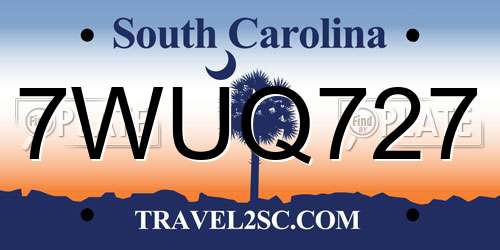 7WUQ727 South Carolina License Plate