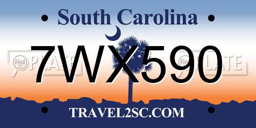 7WX590 South Carolina License Plate