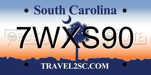 7WXS90 South Carolina License Plate