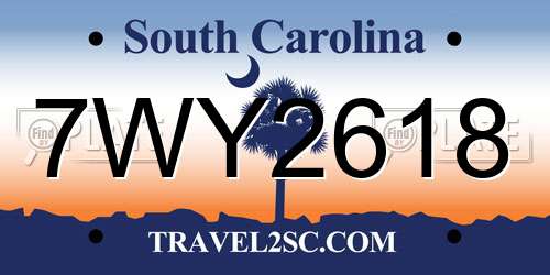 7WY2618 South Carolina License Plate