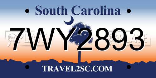 7WY2893 South Carolina License Plate