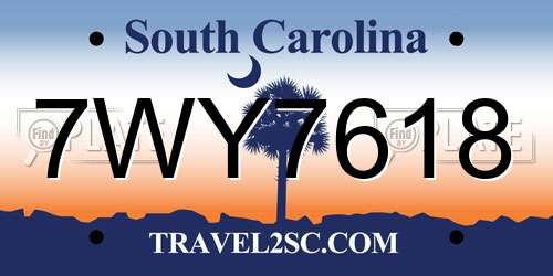7WY7618 South Carolina License Plate