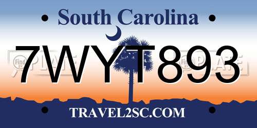 7WYT893 South Carolina License Plate