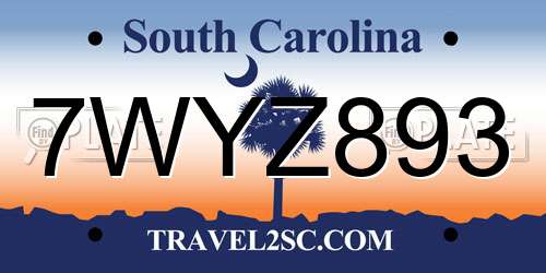 7WYZ893 South Carolina License Plate