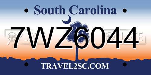 7WZ6044 South Carolina License Plate
