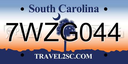 7WZG044 South Carolina License Plate
