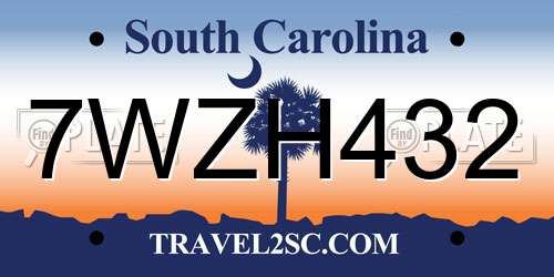 7WZH432 South Carolina License Plate
