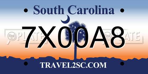 7X00A8 South Carolina License Plate